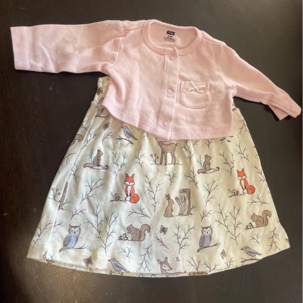 Adorable Pink and Cream Animal Print Kids Dress